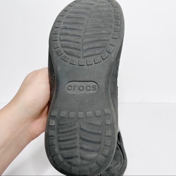 Crocs Black Rubber Thong Slide On Sandals Size 7 Women’s - Picture 4 of 5